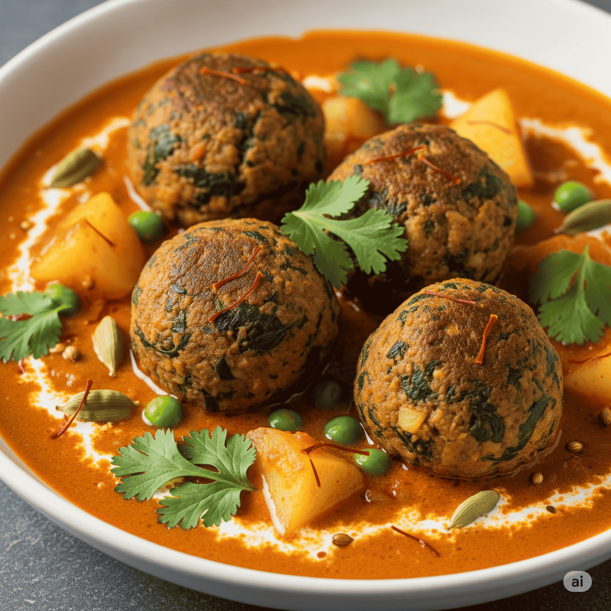 Saffron-Infused Veggie Kofta Curry